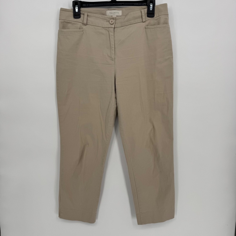 Talbots Women Size 8 Tan Beige Capri Pants High rise  Cropped Career Casual Fall